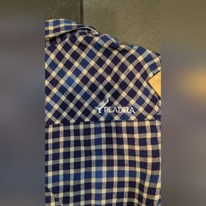 Pladra size small blue flannel long sleeve shirt deer accents